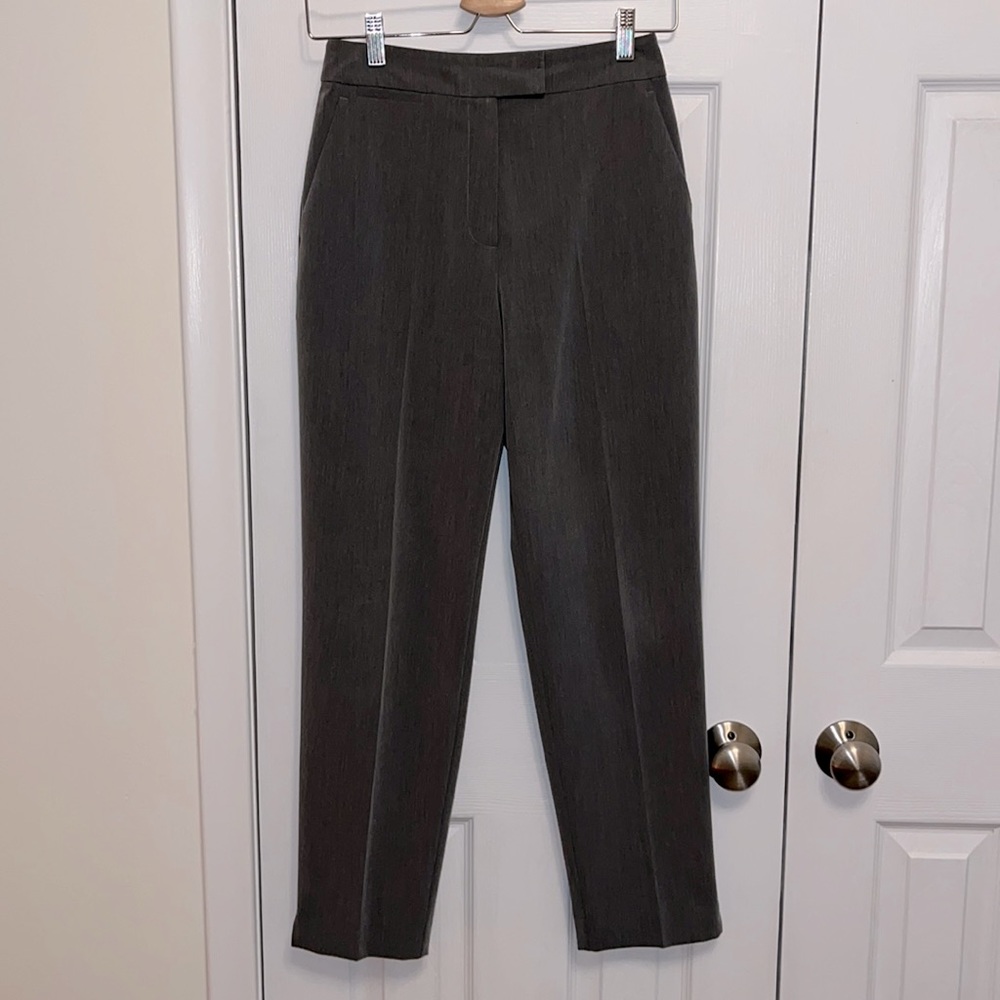 Topshop high rise straight leg grey dress pant